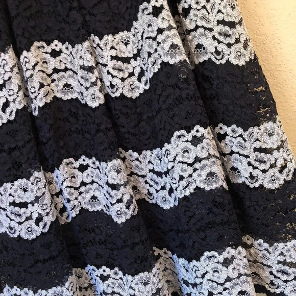 Who What Wear Black/White Lace Midi Skirt Size 6 Whimsy Romantic Goth - Picture 2 of 7
